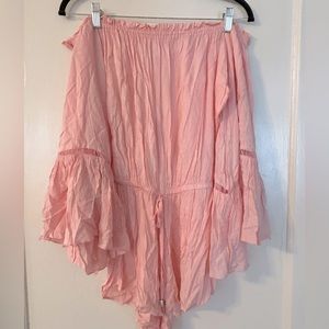 Pink Off The Shoulder, Flowy Sleeve Romper